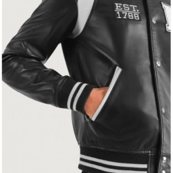 Liberte New York Black Leather Varsity Jacket