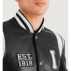 Liberte Illinois Black Leather Varsity Jacket