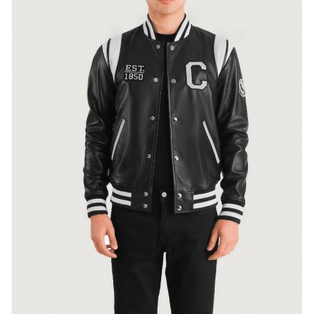 Liberte California Black Leather Varsity Jacket