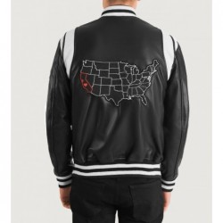 Liberte California Black Leather Varsity Jacket