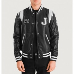 Liberte New Jersey Black Leather Varsity Jacket