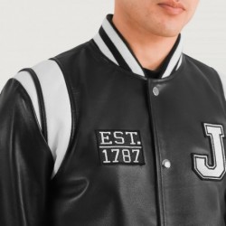 Liberte New Jersey Black Leather Varsity Jacket