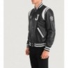 Liberte New Jersey Black Leather Varsity Jacket