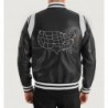 Liberte New Jersey Black Leather Varsity Jacket