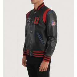 Liberte USA Black Leather Varsity Jacket