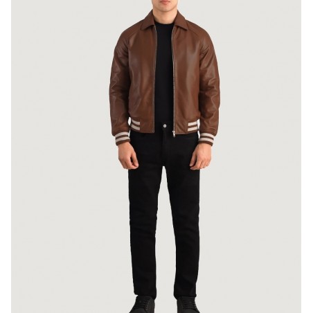 Walton Brown Leather Varsity Jacket