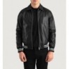 Walton Black Leather Varsity Jacket