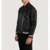 Walton Black Leather Varsity Jacket