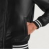 Walton Black Leather Varsity Jacket