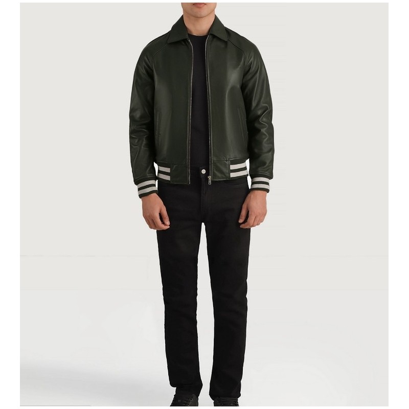 Walton Green Leather Varsity Jacket