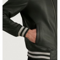 Walton Green Leather Varsity Jacket