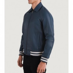 Walton Blue Leather Varsity Jacket