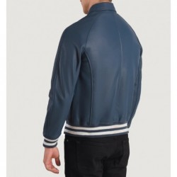 Walton Blue Leather Varsity Jacket