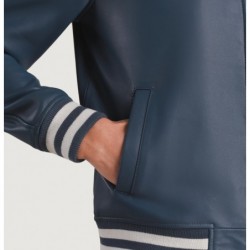 Walton Blue Leather Varsity Jacket