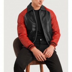 Walton Black & Red Leather Varsity Jacket