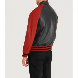 Walton Black & Red Leather Varsity Jacket