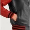 Walton Black & Red Leather Varsity Jacket