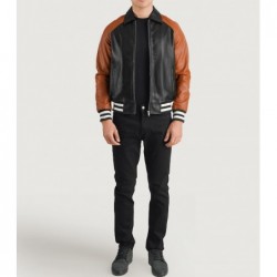 Walton Black & Brown Leather Varsity Jacket