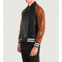 Walton Black & Brown Leather Varsity Jacket