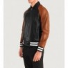 Walton Black & Brown Leather Varsity Jacket