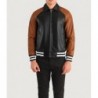 Walton Black & Brown Leather Varsity Jacket