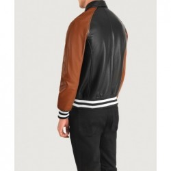 Walton Black & Brown Leather Varsity Jacket