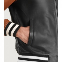 Walton Black & Brown Leather Varsity Jacket