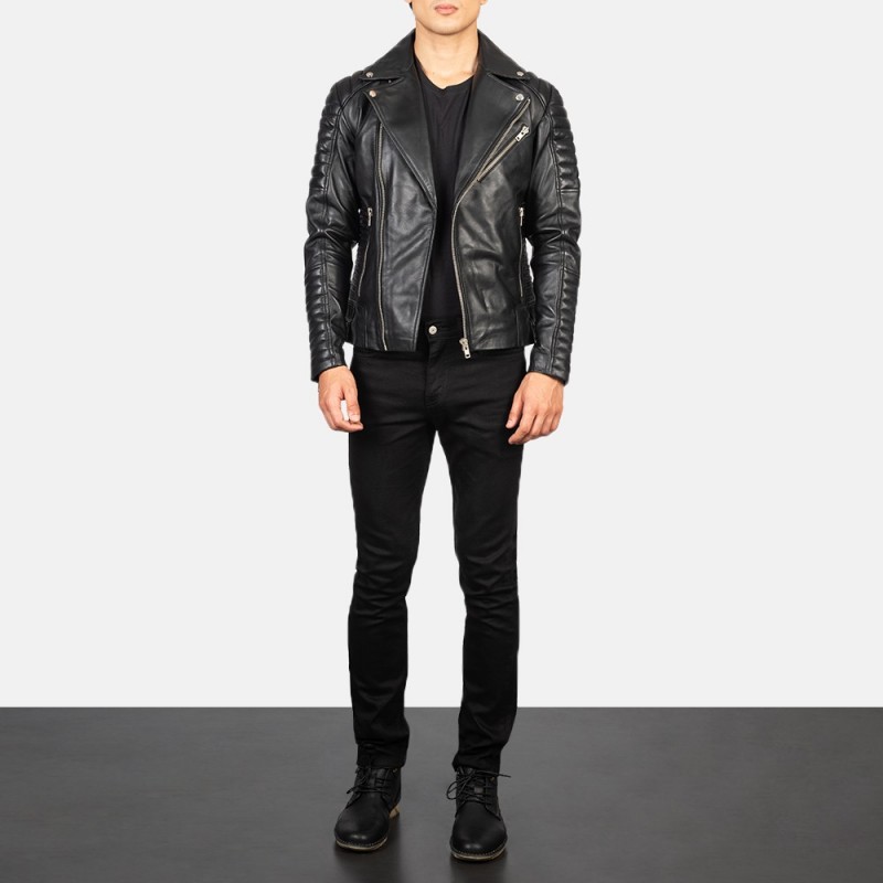 Armand Black Leather Biker Jacket