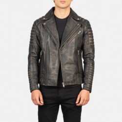 Armand Distressed Brown Leather Biker Jacket