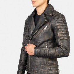 Armand Distressed Brown Leather Biker Jacket