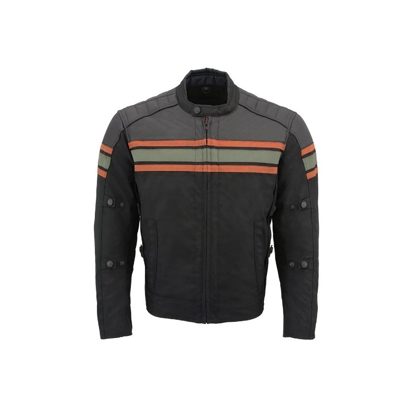 Milwaukee Burnt Leather and Textile Armored Motorcycle Jacket for Men