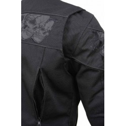 Milwaukee Leather MPM1730 Men’s Reflective Skulls Black Textile Jacket