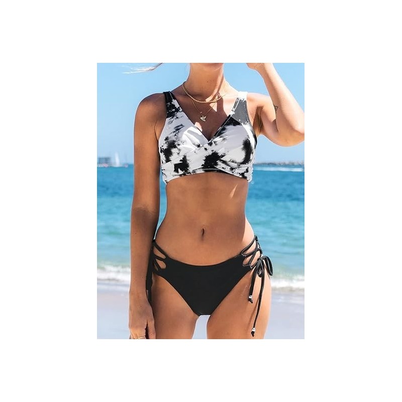 Bikini Swimsuit Front Cross Lace Up Two Piece Bathing Suit