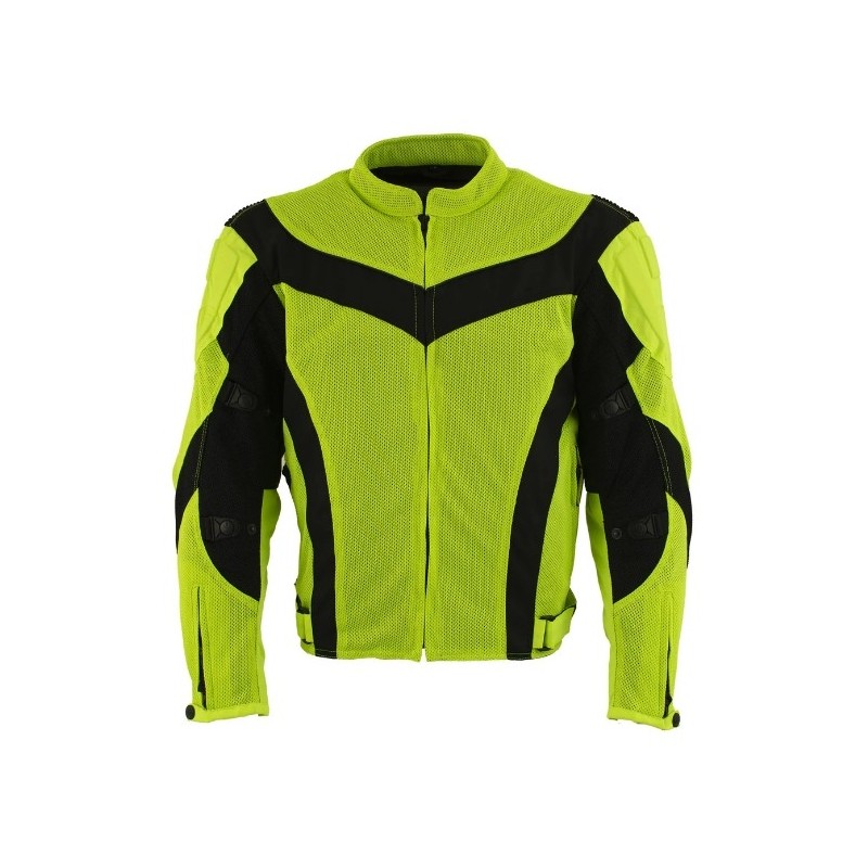 Men's Neon Green Textile Motorcycle Jacket with X-Armor Protection