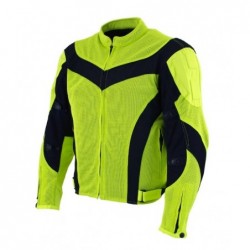 Men's Neon Green Textile Motorcycle Jacket with X-Armor Protection