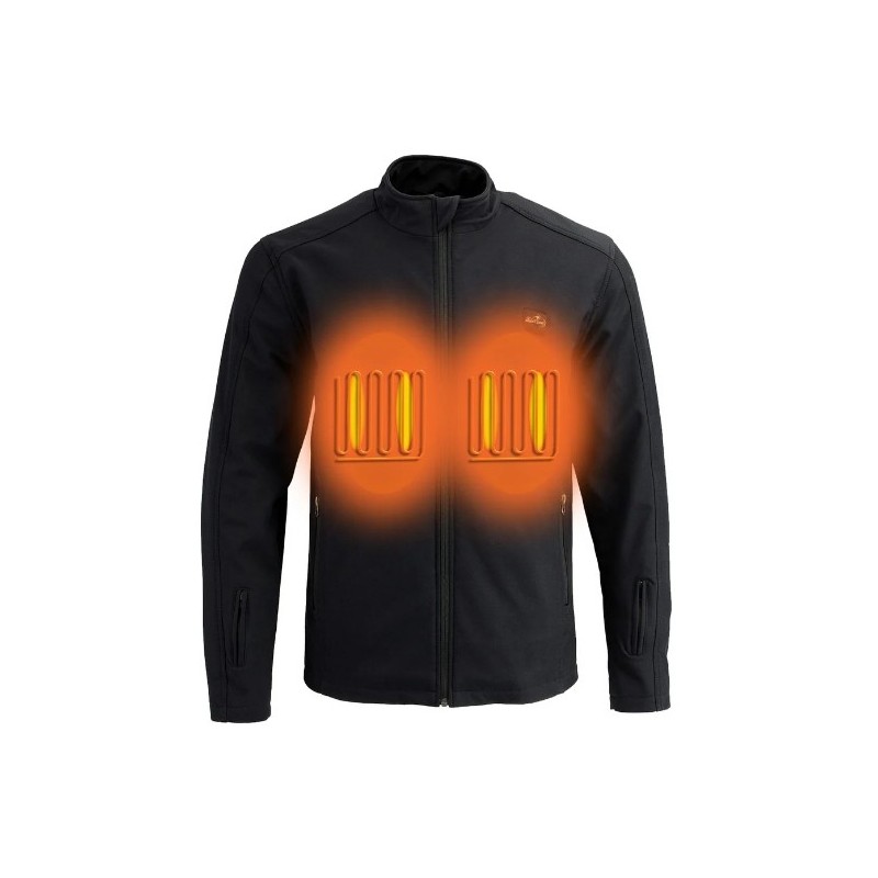 The Bikers Zone Heated BZ2862 Black Soft-Shell Jacket with 12V Battery