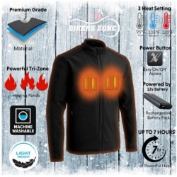 The Bikers Zone Heated BZ2862 Black Soft-Shell Jacket with 12V Battery