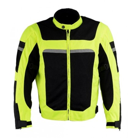 High Vis Green Armored Mesh Racer Jacket with Reflective Piping for Men