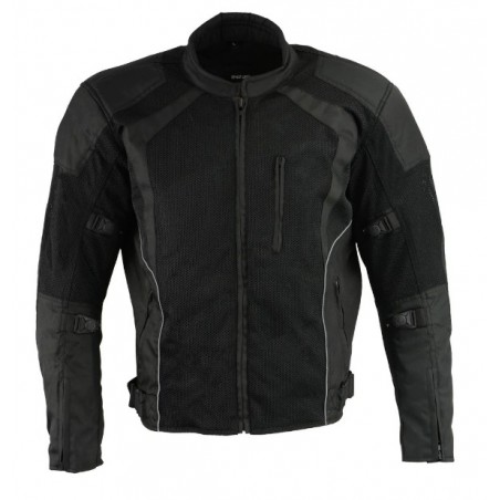 Black Armored Mesh Motorcycle Jacket for Men - All Season Biker Jacket