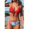 Women's Two Piece Bikini Set Floral Print Knot Bunny Tie