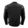 Men's Black Motorcycle Perforated Leather and Mesh Armored Jacket