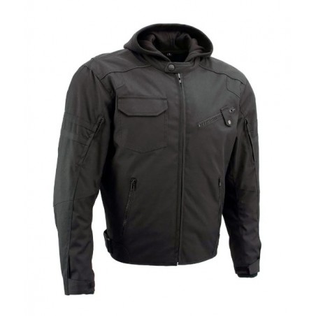 Men’s 'Flight' Black Textile Jacket Protection and Removable Hoodie