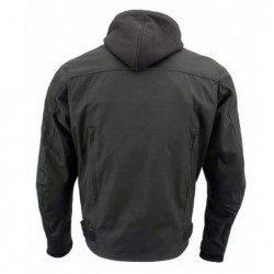 Men’s 'Flight' Black Textile Jacket Protection and Removable Hoodie