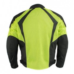 Green High Vis Armored Mesh Motorcycle Jacket for Men - All Season Biker Jacket