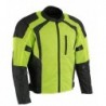 Green High Vis Armored Mesh Motorcycle Jacket for Men - All Season Biker Jacket