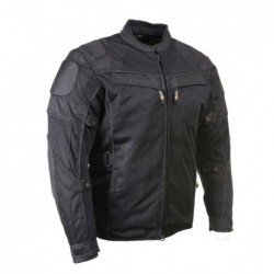 Men's 'Shadow' All Season Black Tri-Tex and Mesh Motorcycle Rider Jacket with X-Armor Protection