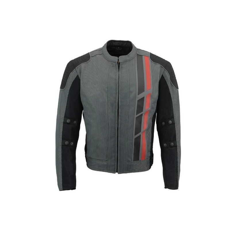 Men's Black-Grey Textile and Mesh Armored Motorcycle Biker Racing Jacket