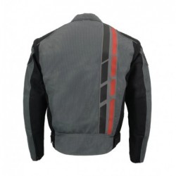 Men's Black-Grey Textile and Mesh Armored Motorcycle Biker Racing Jacket