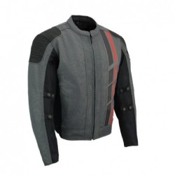 Men's Black-Grey Textile and Mesh Armored Motorcycle Biker Racing Jacket