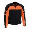 Men’s Black and Orange Armored Textile Jacket with Removable Rain Jacket Liner